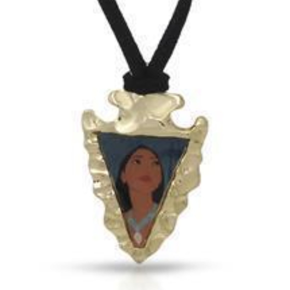DISNEY COUTURE POCAHONTAS 14KT GP BLACK LEATHER ARROW PENDANT NECKLACE**NEW! - Picture 2 of 7